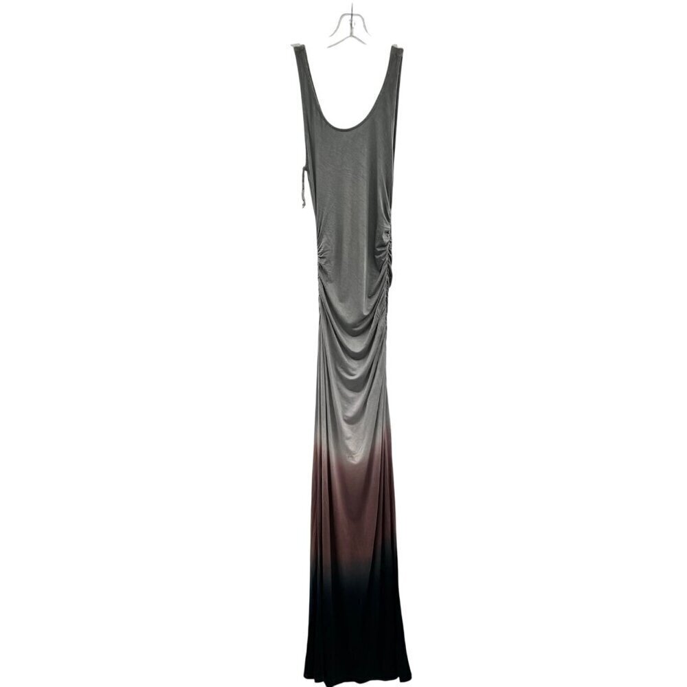 Mustard Seed Women's Ruched Maxi Dress Gray/Multi Sleeveless Size Medium
